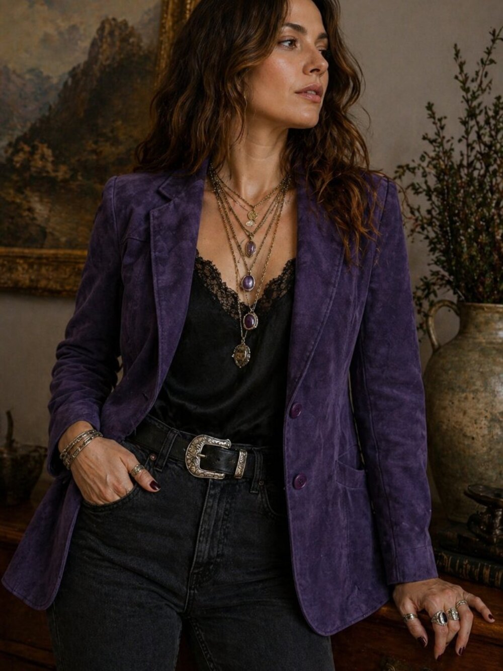 Vintage Bagatelle Purple Suede Blazer Margaret Godfrey Canada Size 8